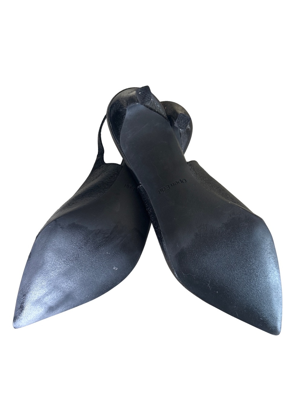 Open Edit Black metallic pointed toe sling back heels size 8 - Picture 4 of 10